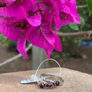 Sterling silver and garnet infinity ring